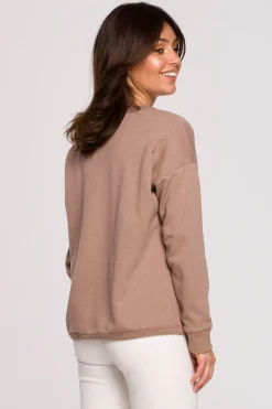 Discount Buza z wycięcie w dekocie - cappuccino Odzież Casualowa|Kolory I Printy Sezonu