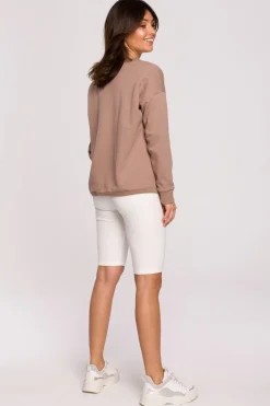 Discount Buza z wycięcie w dekocie - cappuccino Odzież Casualowa|Kolory I Printy Sezonu