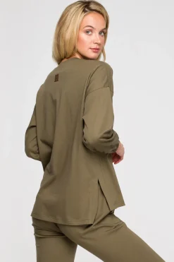 Hot Buzka do pania z długii rękawai - khaki Piżamy