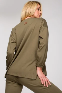Hot Buzka do pania z długii rękawai - khaki Piżamy