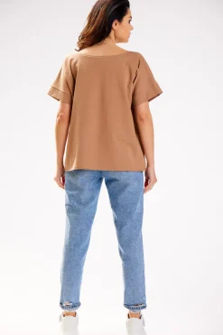Clearance Bluzka damska oversize - beżowa Odzież Casualowa|Dobry Skład