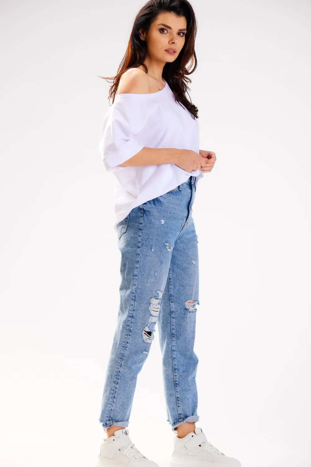Outlet Bluzka damska oversize - biała Odzież Casualowa|Dobry Skład