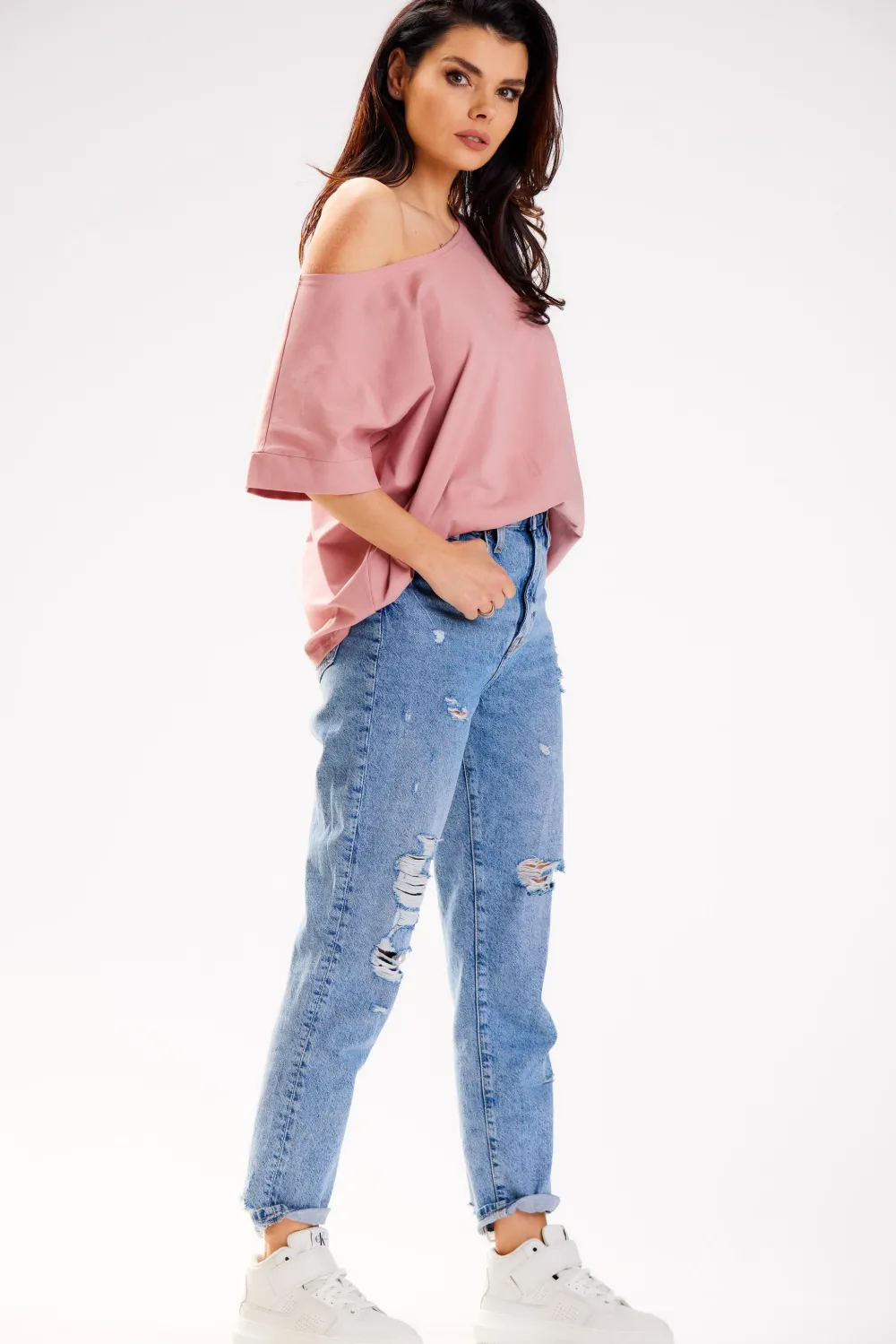 Hot Bluzka damska oversize - różowa Odzież Casualowa|Dobry Skład