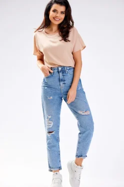 Outlet Buzka daka z krótki rękawe - beżowa Odzież Casualowa|Bluzki