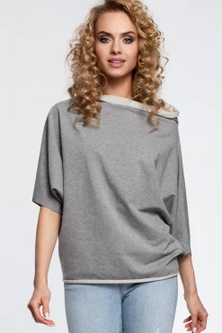 New Bluzka kimono z krótkim rękawem - szara Bluzki