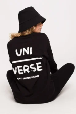 Outlet Bluzka longsleeve z nadrukiem - czarna Odzież Casualowa|Bluzki