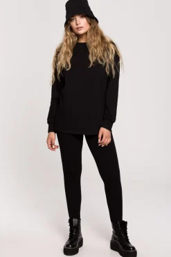 Outlet Bluzka longsleeve z nadrukiem - czarna Odzież Casualowa|Bluzki