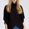 Sale Bluzka na zakładkę z szerokimi rękawami - czarna Bluzy