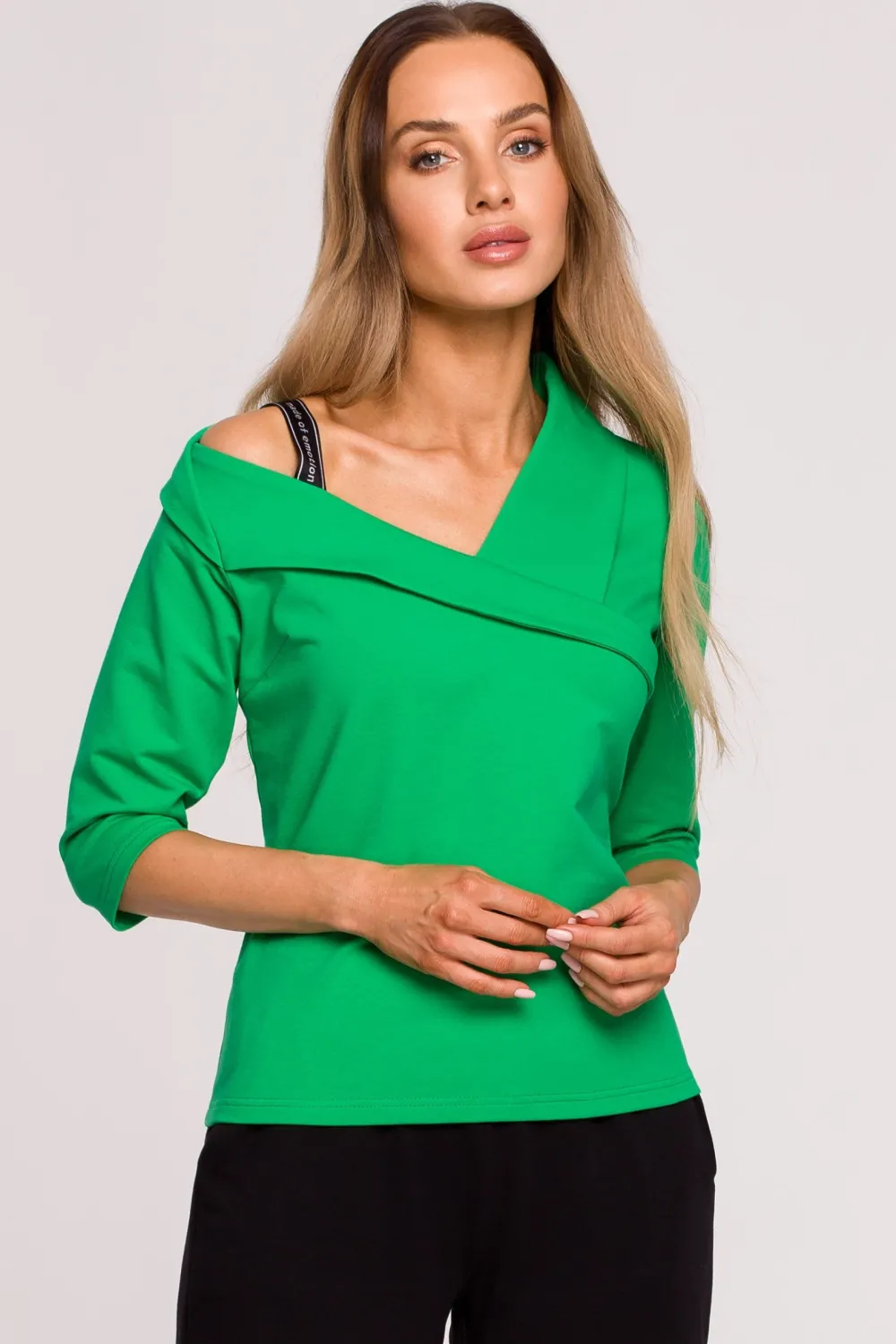 Outlet Buzka z ayetryczny dekote - oczyto zieona Odzież Casualowa|Dobry Skład