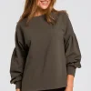 Sale Bluzka z bufiastymi rękawami - oliwkowa Bluzy
