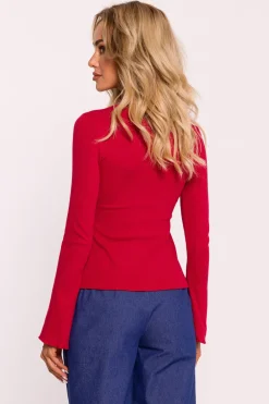Discount Buzka z długii pozerzonyi rękawai – czerwona Odzież Casualowa|Dobry Skład