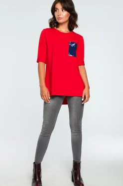 Clearance Buzka ze wtawkai w kwiaty - czerwona Odzież Casualowa|Bluzki