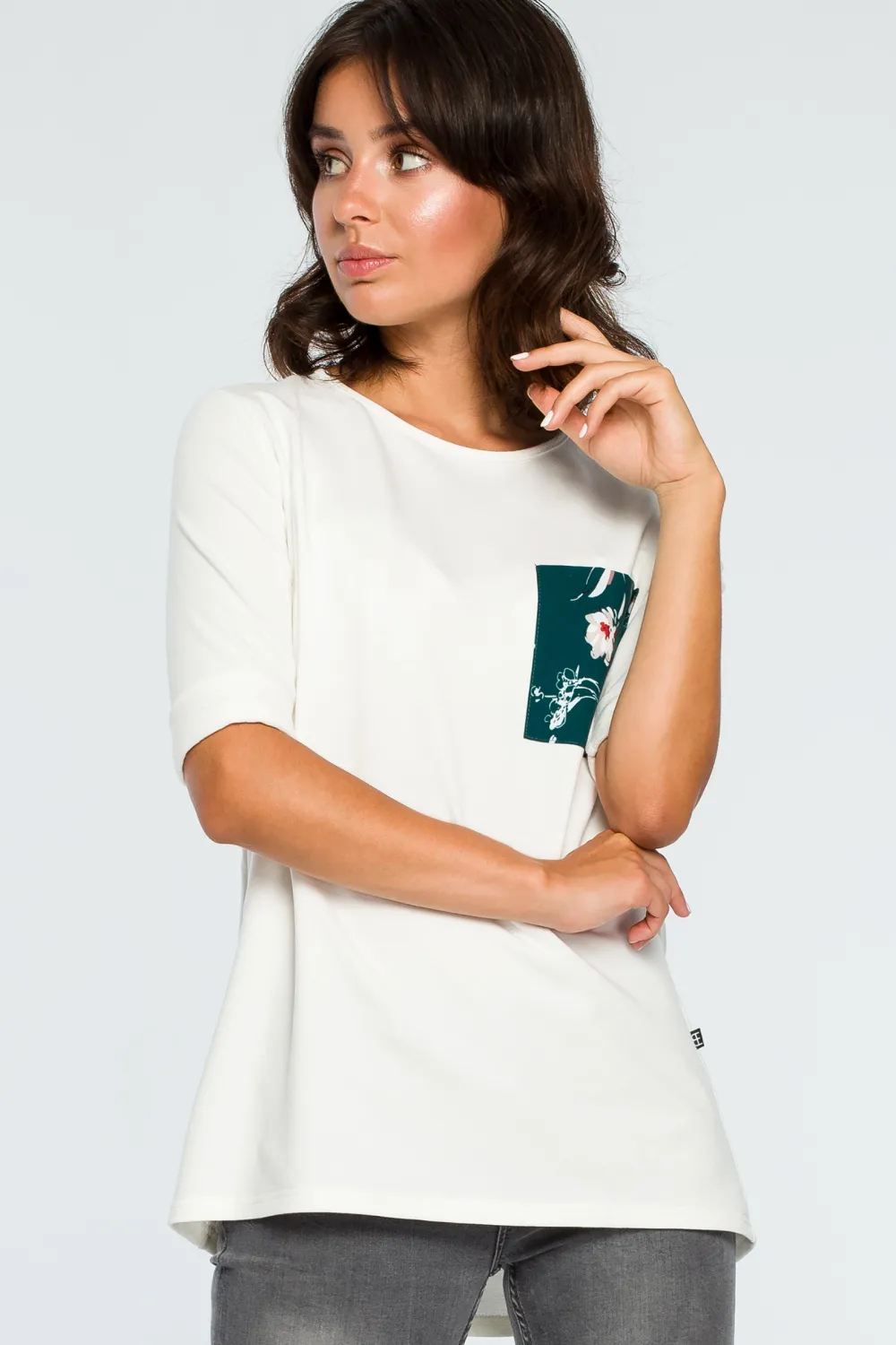 Clearance Buzka ze wtawkai w kwiaty - ecru Odzież Casualowa|Bluzki