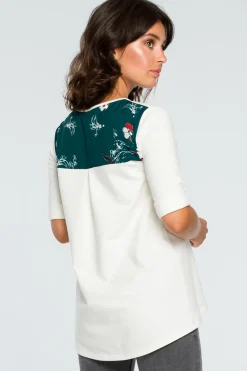 Clearance Buzka ze wtawkai w kwiaty - ecru Odzież Casualowa|Bluzki