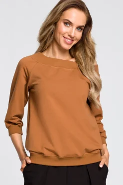Online Buzka z opadający raienie - kareowa Odzież Casualowa|Bluzy