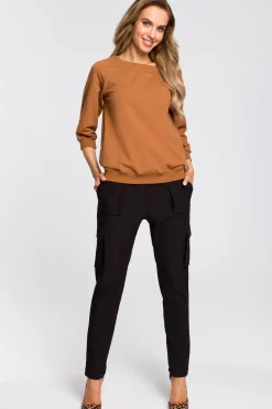 Online Buzka z opadający raienie - kareowa Odzież Casualowa|Bluzy