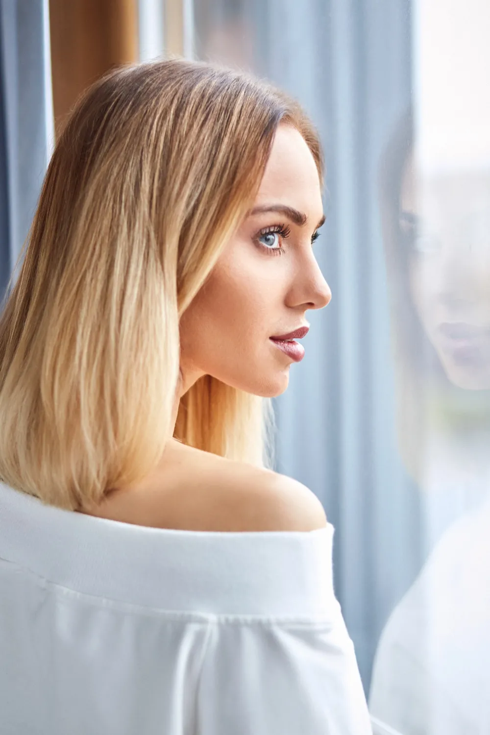 Clearance Buzka z opadający raienie - ecru Odzież Casualowa|Bluzy