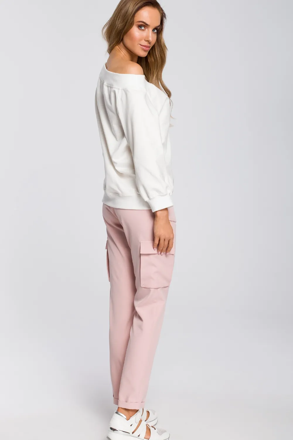 Clearance Buzka z opadający raienie - ecru Odzież Casualowa|Bluzy