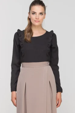 Clearance Buzka z pionowyi fabankai - czarna Bluzki