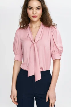 Clearance Buzka z wiązanie pod zyją - różowa Bluzki