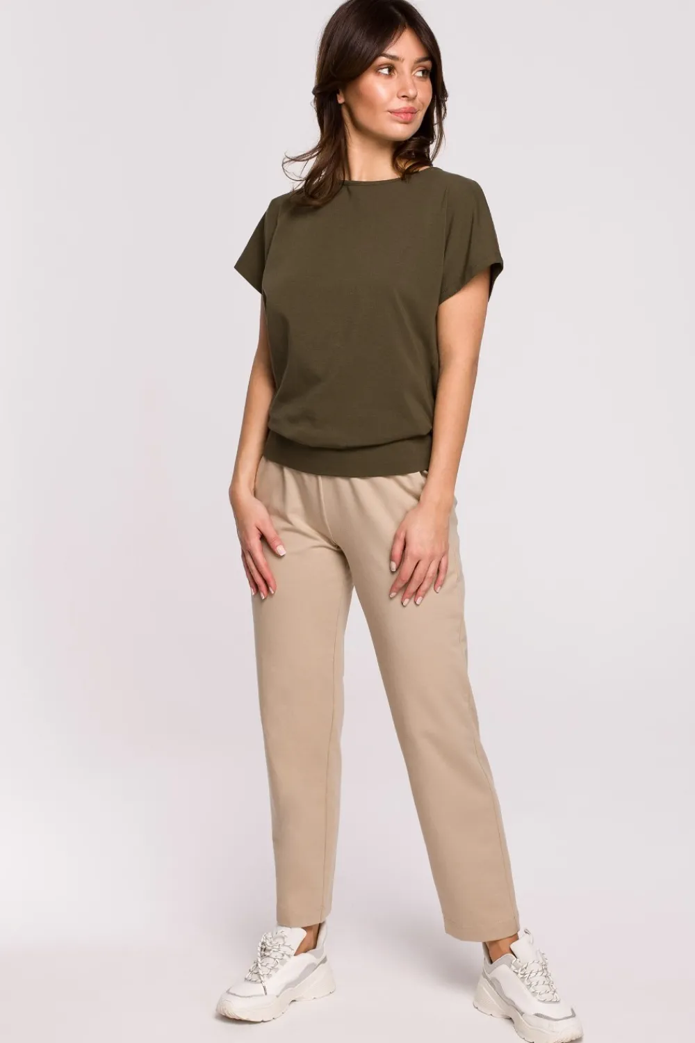 Clearance Buzka z wycięciai na pecach - khaki Odzież Casualowa|Bluzki