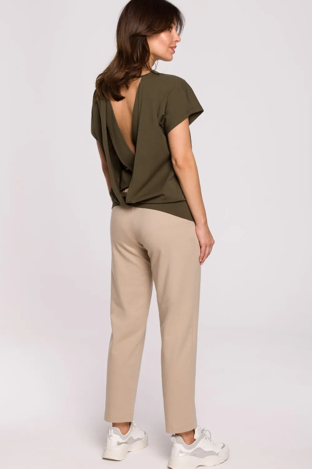 Clearance Buzka z wycięciai na pecach - khaki Odzież Casualowa|Bluzki