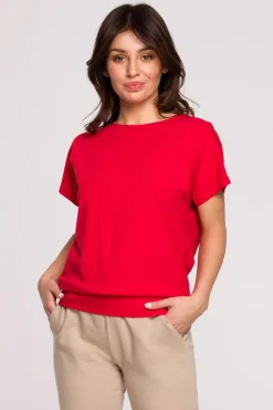 Outlet Buzka z wycięciai na pecach - czerwony Odzież Casualowa|Bluzki