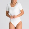 Clearance Body damskie z krótkim rękawem - ecru Do Pracy|Body