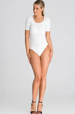 Clearance Body damskie z krótkim rękawem - ecru Do Pracy|Body