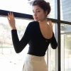 New Body prążkowane z długimi rękawami - czarne Odzież Casualowa|Body