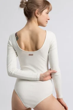 New Body prążkowane z długii rękawai - białe Body|Odzież Casualowa