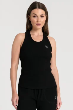 Clearance Bokerka z dzianiny wafeek - czarna Piżamy|Odzież Casualowa