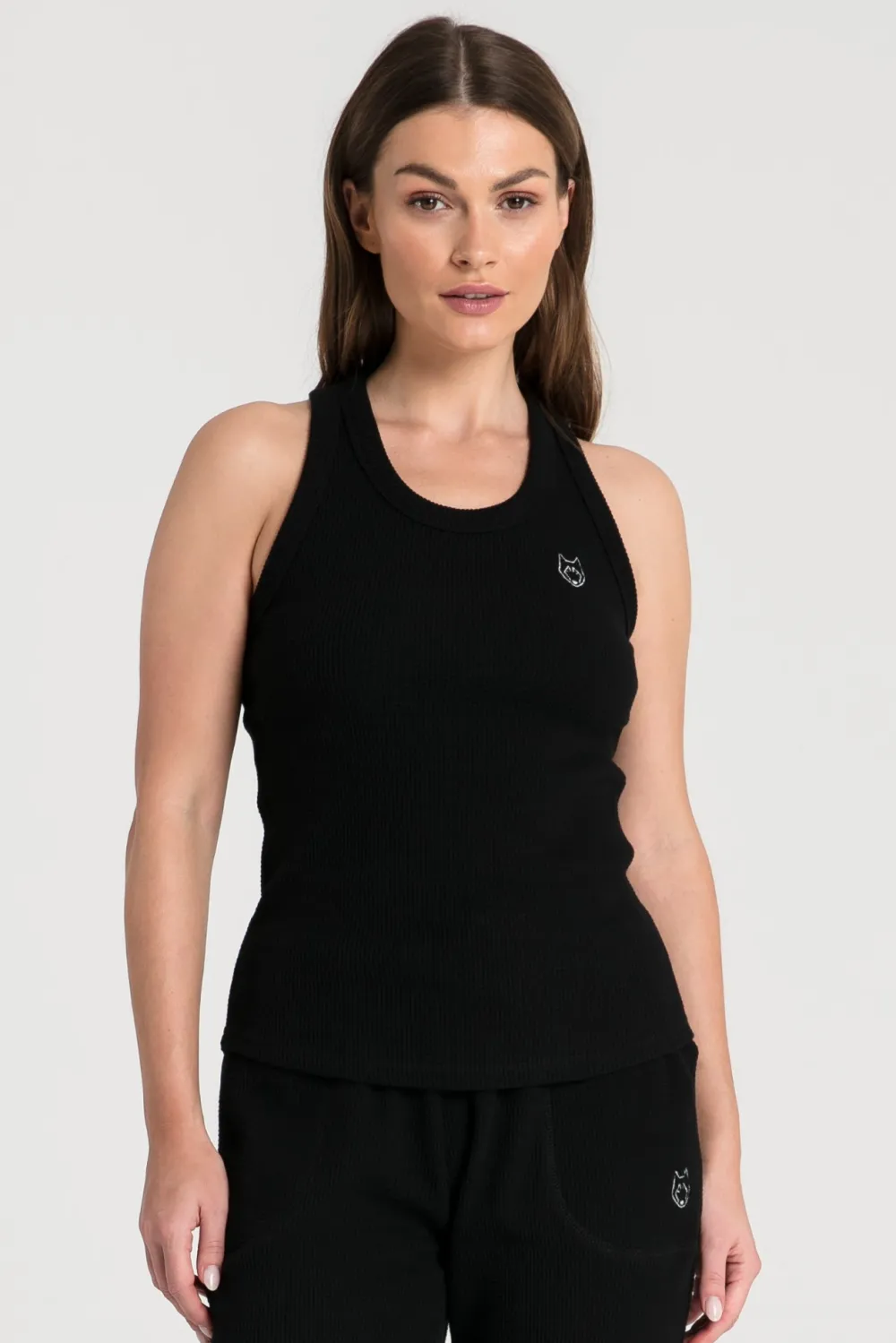 Clearance Bokerka z dzianiny wafeek - czarna Piżamy|Odzież Casualowa