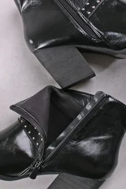 Best Buty do kostek grubym obcasie Beagan - czarne Botki