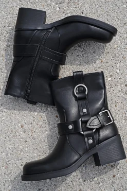 Sale Buty do kostek na grubym niskim obcasie Abelia - czarne Botki