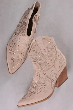Buty do kostek z kamieniami Adaeze - beżowe Botki
