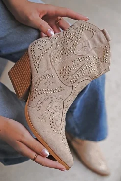 Buty do kostek z kamieniami Adaeze - beżowe Botki
