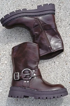 Sale Buty do kostek z ozdobną klamrą Abery - brązowe Botki
