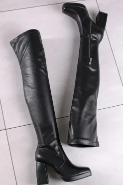 Best Buty powyżej kolana Jenny - czarne Kozaki|Botki