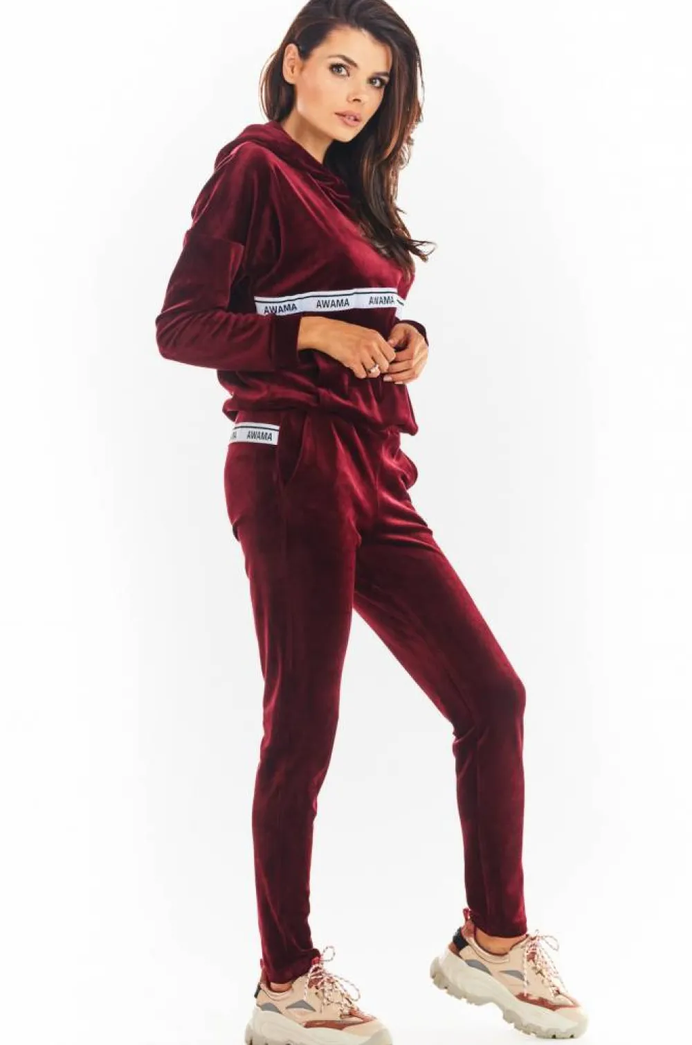 Discount Ciepła buza z weuru - bordowa Odzież Casualowa|Bluzy