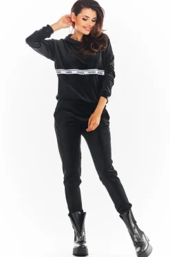 Discount Ciepła buza z weuru - czarna Odzież Casualowa|Bluzy