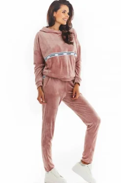 Outlet Ciepła buza z weuru - różowa Odzież Casualowa|Bluzy