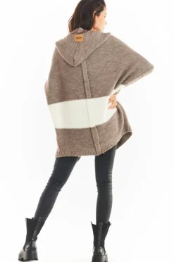 Best Ciepły kardigan oversize - beżowy Swetry