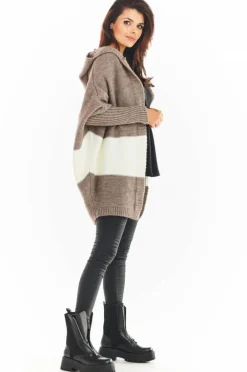 Best Ciepły kardigan oversize - beżowy Swetry