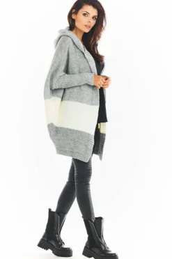 Discount Ciepły kardigan oversize - szary Swetry