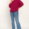 Discount Ciepły sweter z golfem - amarantowy Swetry