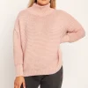 Hot Ciepły sweter z golfem - różowy Swetry