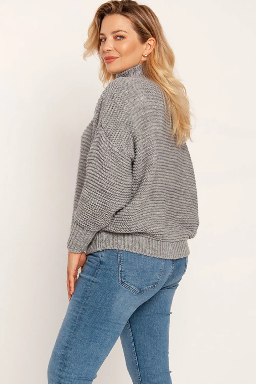 Clearance Ciepły sweter z golfem - szary Swetry