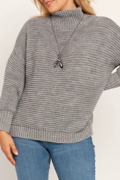 Clearance Ciepły sweter z golfem - szary Swetry