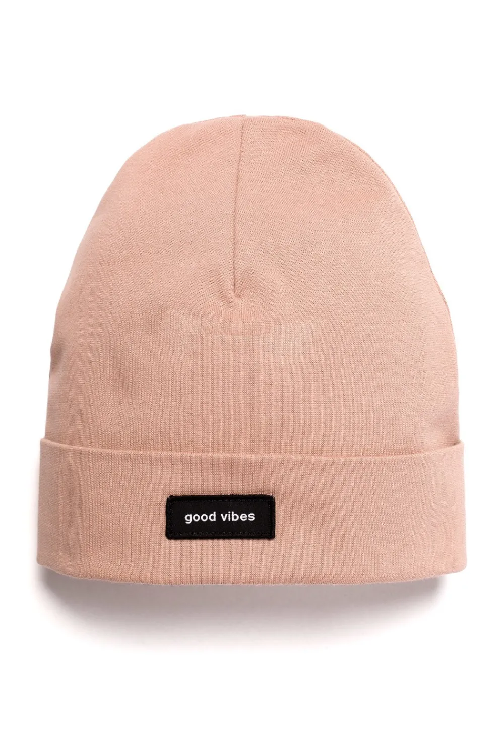 Outlet Czapka beanie unisex z naszywką good vibes - mokka Akcesoria|Dobry Skład